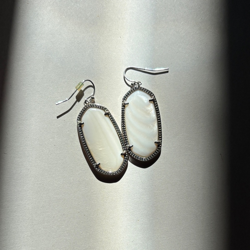 Kendra Scott Silver and Pearl White Elle Earrings